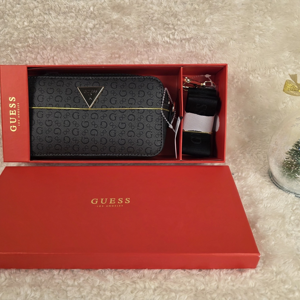 Guess Black Crossbody Wallet with Logo, Christmas Promotion
